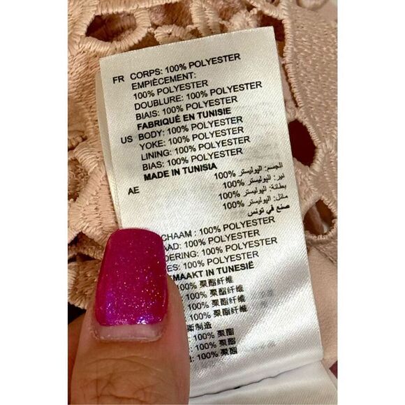 Sandro Paris Pink Geometric Crocheted Lace V-Neck Mini Dress Size 1 (4US) - Picture 8 of 14